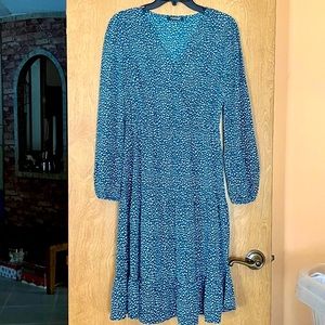 V neck Ruffle flowy Chiffon boho dress